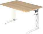 UNDA 12 W | Schreibtisch 120 x 80 h&ouml;henverstellbar Eiche/Wei&szlig;