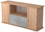 KAPA SB | Sideboard | mit T&uuml;ren + Sch&uuml;ben - Nussbaum Chromgriff Metall