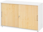 BETA 1752S | Schiebet&uuml;renschrank | 2 OH - Wei&szlig;/Ahorn Metallgriff