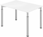 YAMA 12 S | Schreibtisch - 120 x 80 h&ouml;henverstellbar Wei&szlig;/Silber