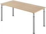 YAMA 19 S | Schreibtisch - 180 x 80 Eiche/Silber h&ouml;henverstellbar