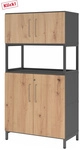 FlexWall | 4 OH | 2 x T&uuml;ren + Rahmen | mit Sockelgestell - Graphit/Asteiche