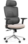 Ergomy Pro | Netzstoff / Stoff - Profi B&uuml;rostuhl Dunkelgrau / Beige