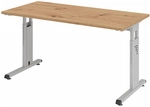 MEGA 614 S | Schreibtisch - h&ouml;henverstellbar 140 x 67 Asteiche/Silber