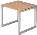 REGO 8 S | Schreibtisch - 80 x 80 Nussbaum/Silber h&ouml;henverstellbar