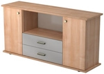 KAPA SB | Sideboard | mit T&uuml;ren + Sch&uuml;ben - Nussbaum Streifengriff Kunststoff