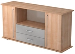 KAPA SB | Sideboard | mit T&uuml;ren + Sch&uuml;ben - Nussbaum Relinggriff Kunststoff