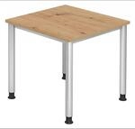 HILO 8 S | Schreibtisch 80 x 80 h&ouml;henverstellbar Asteiche