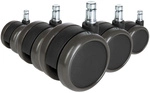 5x ROLO FREE 10mm/65mm | Hartb&ouml;den - Stuhlrollen Schwarz