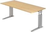 UNDA 19 S | Schreibtisch - 180 x 80 Ahorn/Silber h&ouml;henverstellbar