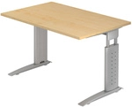 UNDA 12 S | Schreibtisch - 120 x 80 Ahorn/Silber h&ouml;henverstellbar