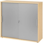 BETA 1753S | Schiebet&uuml;renschrank | 3 OH - Ahorn/Silber Relinggriff Kunststoff