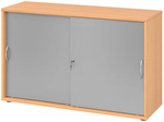 BETA 1752S | Schiebet&uuml;renschrank | 2 OH - Buche/Silber Bogengriff Metall