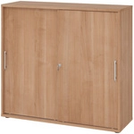 BETA 1753S | Schiebet&uuml;renschrank | 3 OH - Nussbaum Relinggriff Kunststoff