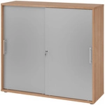 BETA 1753S | Schiebet&uuml;renschrank | 3 OH - Nussbaum/Silber Relinggriff Kunststoff