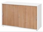 BETA S 1752S | Schiebet&uuml;renschrank | 2 OH Bogengriff Metall Wei&szlig;/Nussbaum