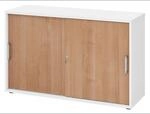 BETA S 1752S | Schiebet&uuml;renschrank | 2 OH Chromgriff Metall Wei&szlig;/Nussbaum