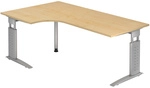 UNDA 82 S | Schreibtisch - 200 x 120 Ahorn/Silber h&ouml;henverstellbar
