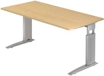 UNDA 16 S | Schreibtisch - 160 x 80 Ahorn/Silber h&ouml;henverstellbar
