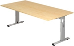 MEGA 2E S | Schreibtisch - 200 x 100 Ahorn/Silber h&ouml;henverstellbar