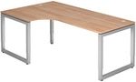 REGO 82 S | Schreibtisch - 200 x 120 Nussbaum/Silber h&ouml;henverstellbar
