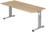 MEGA 19 S | Schreibtisch - 180 x 80 Eiche/Silber h&ouml;henverstellbar
