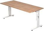 MEGA 19 W - 180 x 80 h&ouml;henverstellbar Nussbaum/Wei&szlig;