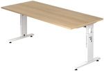 MEGA 19 W - 180 x 80 h&ouml;henverstellbar Eiche/Wei&szlig;