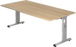 MEGA 2E S | Schreibtisch - 200 x 100 Eiche/Silber h&ouml;henverstellbar