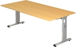 MEGA 2E S | Schreibtisch - 200 x 100 Buche/Silber h&ouml;henverstellbar