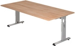 MEGA 2E S | Schreibtisch - 200 x 100 Nussbaum/Silber h&ouml;henverstellbar