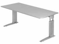 UNDA 19 S | Schreibtisch - 180 x 80 Grau/Silber höhenverstellbar