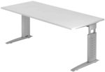 UNDA 19 S | Schreibtisch - 180 x 80 h&ouml;henverstellbar Wei&szlig;/Silber