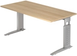 UNDA 16 S | Schreibtisch - 160 x 80 Eiche/Silber h&ouml;henverstellbar