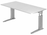 UNDA 16 S | Schreibtisch - 160 x 80 höhenverstellbar Weiß/Silber