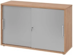 BETA 1752S | Schiebet&uuml;renschrank | 2 OH - Nussbaum/Silber Relinggriff Kunststoff