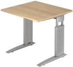 UNDA 8 S | Schreibtisch - 80 x 80 Eiche/Silber h&ouml;henverstellbar