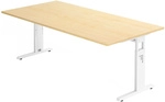 MEGA 2E W | Schreibtisch - 200 x 100 h&ouml;henverstellbar Ahorn/Wei&szlig;