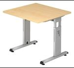 MEGA 8 S | Schreibtisch 80 x 80 h&ouml;henverstellbar Ahorn/Silber