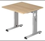MEGA 8 S | Schreibtisch 80 x 80 h&ouml;henverstellbar Eiche/Silber