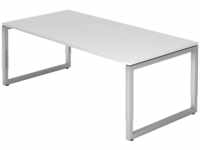 REGO 2E S | Schreibtisch - 200 x 100 höhenverstellbar Weiß/Silber