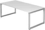 REGO 2E S | Schreibtisch - 200 x 100 h&ouml;henverstellbar Wei&szlig;/Silber