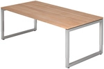REGO 2E S | Schreibtisch 200 x 100 h&ouml;henverstellbar Nussbaum/Silber
