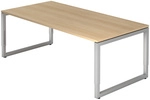 REGO 2E S | Schreibtisch - 200 x 100 Eiche/Silber h&ouml;henverstellbar