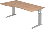 UNDA 18 S | Schreibtisch - 180 x 100 Nussbaum/Silber h&ouml;henverstellbar