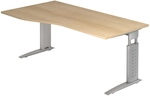 UNDA 18 S | Schreibtisch - 180 x 100 Eiche/Silber h&ouml;henverstellbar