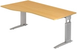 UNDA 18 S | Schreibtisch - 180 x 100 Buche/Silber h&ouml;henverstellbar