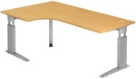 UNDA 82 S | Schreibtisch - 200 x 120 Buche/Silber h&ouml;henverstellbar