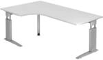 UNDA 82 S | Schreibtisch 200 x 120 h&ouml;henverstellbar Wei&szlig;/Silber