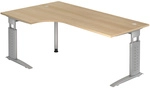UNDA 82 S | Schreibtisch - 200 x 120 Eiche/Silber h&ouml;henverstellbar